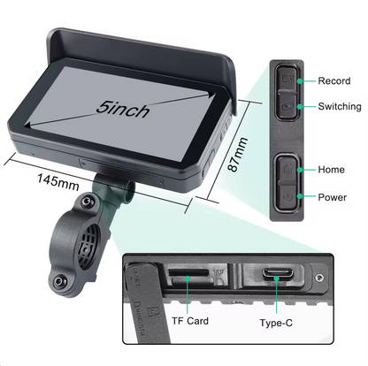 Motorcycle GPS CarPlay/ Android Auto Screen with Dash Cam and Tyre Pressure Monitoring