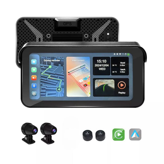 F2 Pro - 6.25 inch Motorcycle GPS CarPlay/ Android Auto Screen with Dash Cam and Tyre Pressure Monitoring