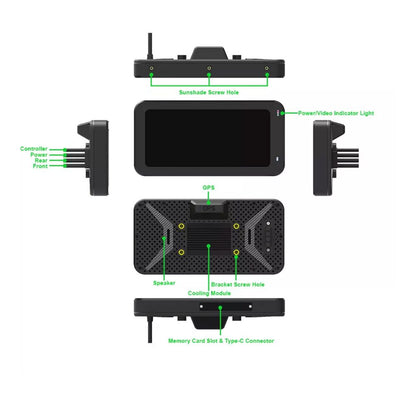 F2 Pro - 6.25 inch Motorcycle GPS CarPlay/ Android Auto Screen with Dash Cam and Tyre Pressure Monitoring