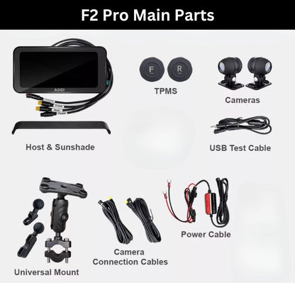F2 Pro - 6.25 inch Motorcycle GPS CarPlay/ Android Auto Screen with Dash Cam and Tyre Pressure Monitoring