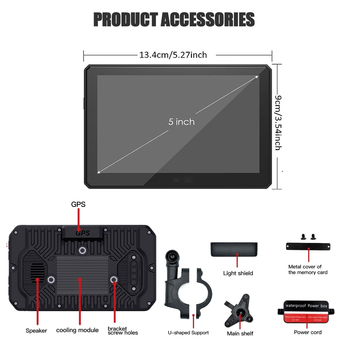 Motorcycle GPS CarPlay/ Android Auto Screen with Dash Cam and Tyre Pressure Monitoring