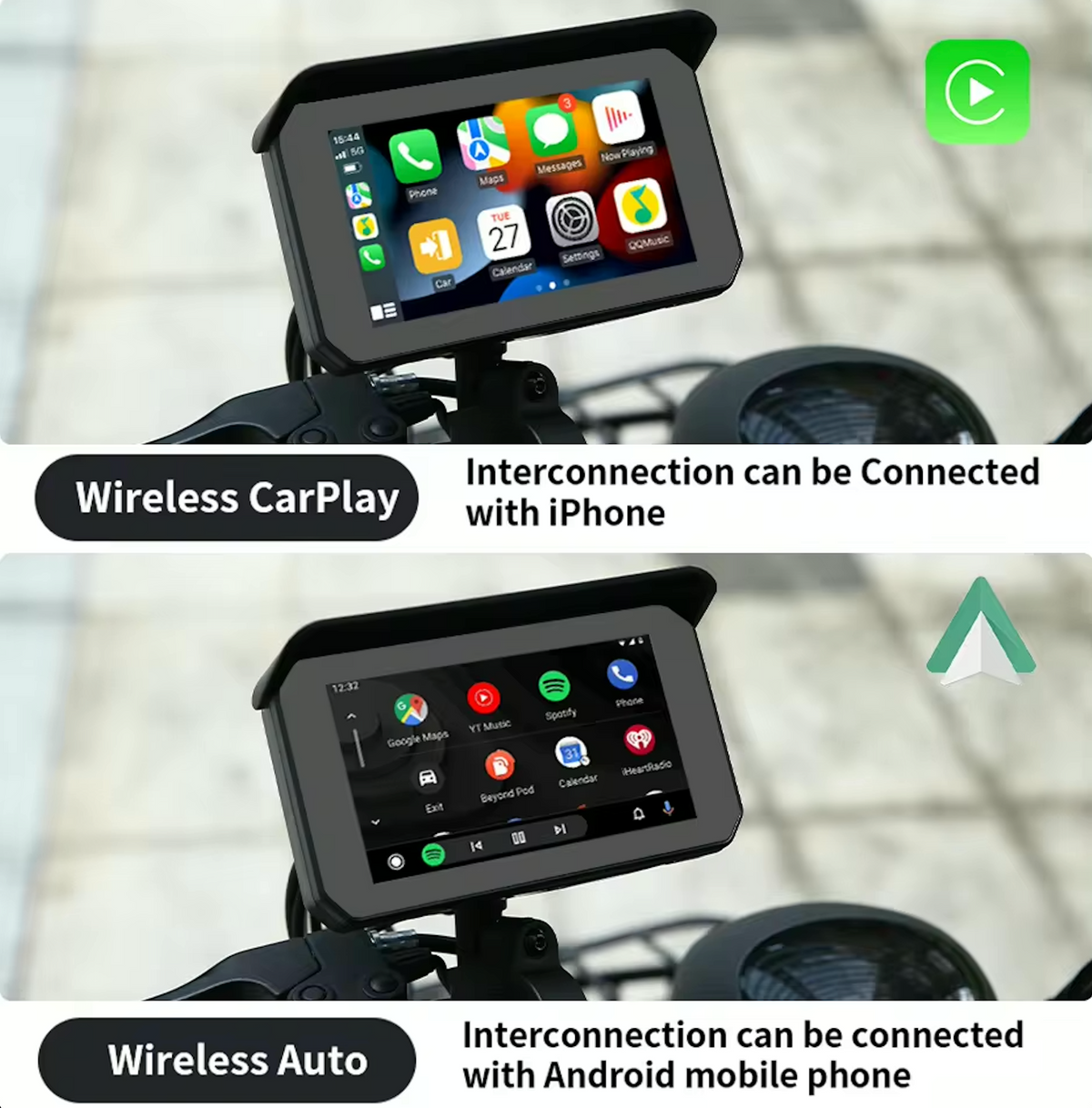 F1 Pro - Motorcycle GPS CarPlay/ Android Auto Screen with Dash Cam and ...