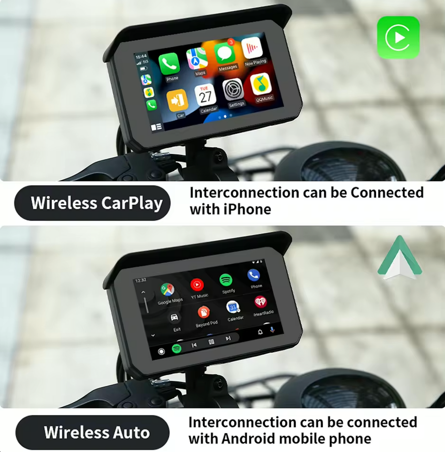 F1 Pro - Motorcycle GPS CarPlay/ Android Auto Screen with Dash Cam and Tyre Pressure Monitoring