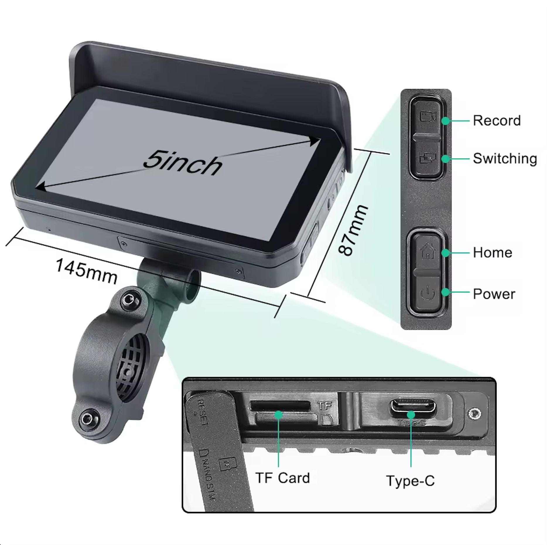 Motorcycle GPS CarPlay/ Android Auto Screen